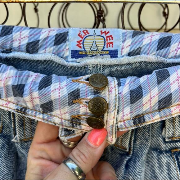 Vintage girls 80s paper bag high rise fold over jeans - Picture 3 of 7